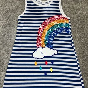 SHEIN Blue and White Striped Rainbow Dress - Girls Dress - Rainbow Dress